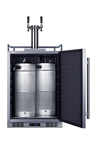 Summit SBC683OSTWIN 24" Wide Built-in or Freestanding Outdoor Beer Kegerator, Dual Tap, Weatherproof, Automatic Defrost, Digital Thermostat, Tap Cool System, Adjustable Shelves, four Casters Summit Appliance