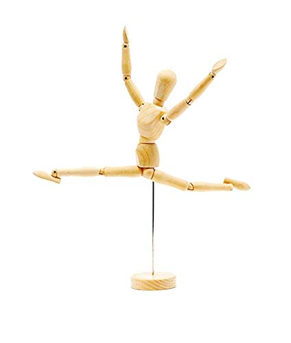 8 Inch Artists Wooden Manikin Flexible Body Joints Human Figure Puppet Model Wood Male Mannequin Doll Ornament Stand for Home Office Desk Decoration Sketching Drawing Painting Supplies Gift Holiberty