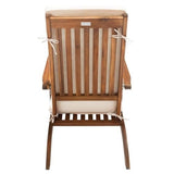 SAFAVIEH Outdoor Collection Palmdale Natural Brown Solid Wood/Beige Cushion Chaise Lounge Chair (PAT7015C) Safavieh