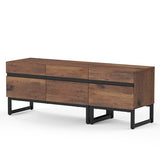 WAMPAT Modern TV Stand for TVs up to 70 inch TV, 2 in 1 Entertainment Center TV Console with Storage Cabinets and Metal Base,Media Console for Living Room, Brown WAMPAT
