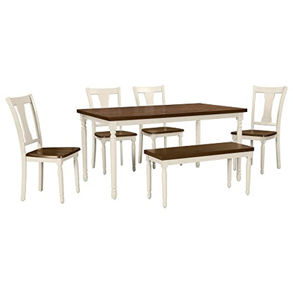 WOZNLA 6-Piece Farmhouse Rustic Kitchen Dining Table Set for 6 - Rectangular Wood Table, 4 Chairs, 1 Bench - Perfect for Family Gatherings and Stylish Meals