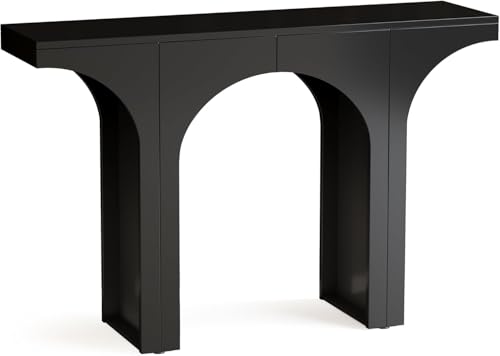 Tribesigns 47 Inches Console Table, Black Entryway Table, Modern Hallway Table, Sofa Table with Arch Base, Unique Foyer Table, Behind Couch Table, Wooden Long Accent Table for Living Room, En - WoodArtSupply