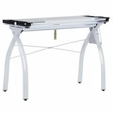 SD Studio Designs 10096 Futura Station with Folding Shelf Top Adjustable Drafting Craft Drawing Hobby Table Writing Studio Desk with Drawer, 35.5'' W x 23.75'' D, White/Clear Glass SD STUDIO DESIGNS