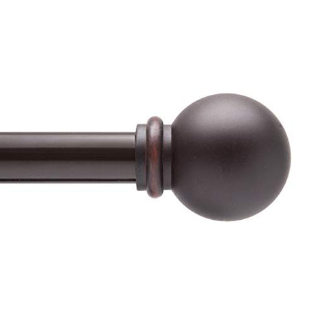 Kenney KN71706 Chelsea Ball End Standard Decorative Window Curtain Rod, 28-48" Adjustable Length, Weathered Brown Finish, 5/8" Diameter Steel Tube, 1-Pack Kenney