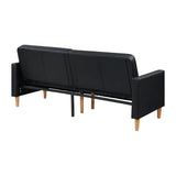 Lexicon 79"W Convertible Futon Sofa Bed, Loveseat, Faux Leather Upholstered Couch Sleeper, Adjustable Backrests, Padded Pocket Coil, Solid Wood Legs for Living Room, Bedroom, Apartment, Office, Black Lexicon