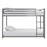 DHP Miles Silver Low Metal Bunk Bed Frame for Kids - Twin Over Twin with Built-in Ladder and High Guardrails DHP