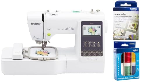 Brother SE700 Sewing and Embroidery Machine, Wireless LAN Connected, 135 Built-in Designs, Computerized, 4" x 4" Hoop Area, 5-Foot Embellishment Pack, Premium Embroidery Thread 6 Spools