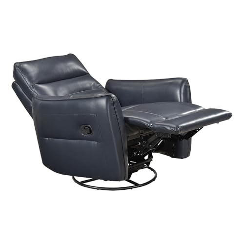 Lexicon Swivel Glider Reclining Chair, Top Grain Leather Match Manual Recliner, Comfy Nursery Glider Recliner, Swivel Reclining Chair for Living Room/Office/Bedroom/Apartment, Dark Blue Lexicon