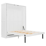 SOFTSEA Queen Murphy Bed with Rotating Frame, Storage Shelves, Foldable Wall Bed Frame with Bookcase, Hidden Murphy Bed Cabinet for Home Office, Guest Room, Space-Saving, White SOFTSEA