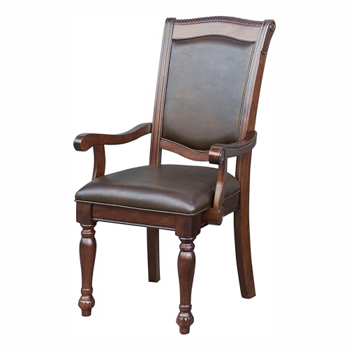 aphrophina Upgrade Your Dining Experience with Traditional Armchairs, Upholstered Seat, Brown Cherry Finish, Set of 2 aphrophina
