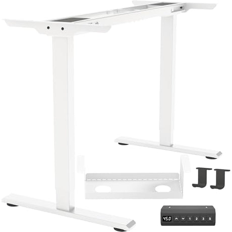 DERSITE Dual Motor Standing Desk Frame, Electric Adjustable Legs, Workstation Desk Base, Sit stand desk frame, 3 Memory Height Settings, with Cable Management Tray, Headphone Hook DERSITE