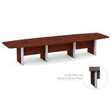 Thaweesuk Shop 14 FT Cherry Finishes Modern Boat Shaped Conference Table Wood Hide Wires Inside Elliptical Metal Silver Legs Desk Grommets Racetrack Room Boardroom Office Furniture Business Meeting Generic
