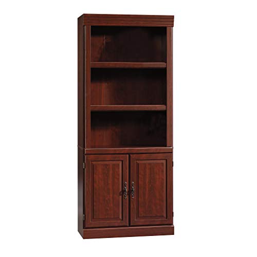 Sauder Heritage Hill Library with Doors/Book shelf, L: 29.80" x W: 12.99" x H: 71.26", Classic Cherry finish Sauder