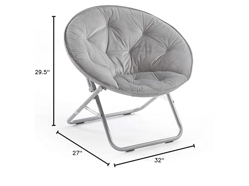 Urban Lifestyle Micromink Foldable Saucer Chair, Grey Urban Lifestyle