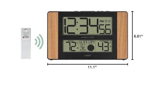 La Crosse Technology Atomic Digital Clock with Outdoor Temperature, Wood Oak, 0 La Crosse Technology
