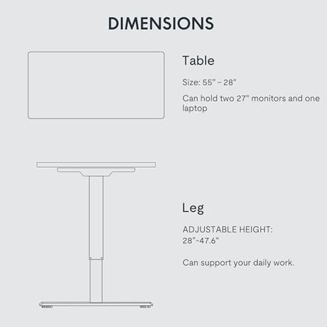 FLEXISPOT Standing Desk 55 x 28 Inches Electric Stand Up Desk Workstation, Whole-Piece Desk Board Home Office Computer Height Adjustable Desk (Black Frame + 55" Mahogany Top 2 Packages) FLEXISPOT