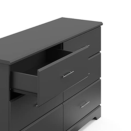 Storkcraft Brookside 6-Drawer Dresser (Gray) – GREENGUARD Gold Certified, Gray Dresser for Bedroom, Kids & Nursery Storage Chest, Safety Interlocking Drawers, Pre-Installed Tracks, Kids Chest Storkcraft