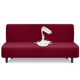 Granbest Water Repellent Futon Cover High Stretch Armless Sofa Covers Foldable Sofa Bed Covers Jacquard Futon Slipcover Waterproof Furniture Protector for Kids, Pets (Futon, Wine Red) Granbest