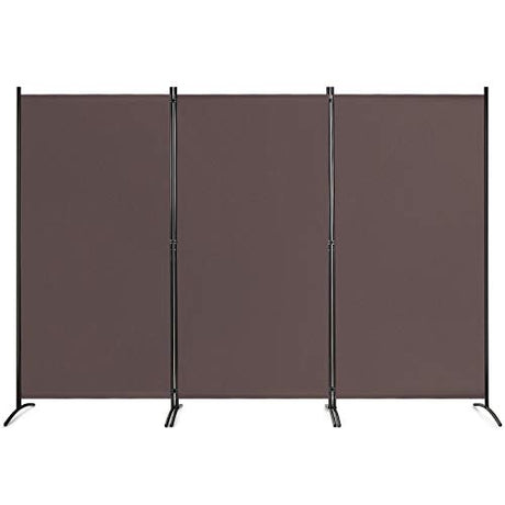 Giantex 3 Panel Room Divider, 6 FT Folding Privacy Screen, Wall Partition for Room Separation, Folding Divider for Home Office, Living Room, Brown Giantex