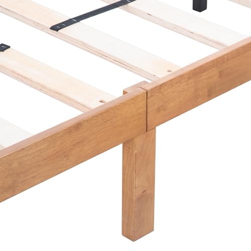 Dolonm Natural Pine Solid Wood Platform Bed Frame – Queen Size, No Box Spring Needed, Durable Support with 12-Inch Height - WoodArtSupply