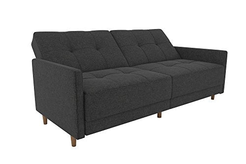 DHP Andora 76 Inch Futon Sofa Bed, Modern Upholstered Couch Sleeper with Button Tufted Back and Seat, Grey