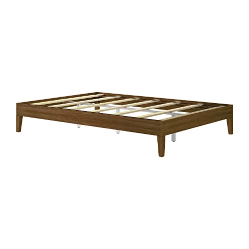 Plank+Beam Solid Wood Platform Bed Frame, Strong Wood Slat Support, No Box Spring Needed, Easy Assembly, Matte Walnut, Queen Plank+Beam