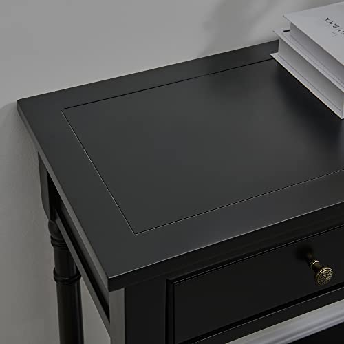 Entry Console Table with 2 Storage Drawers and Open Shelf, Traditional Console Table with Solid Wood leg, Foyer Tables for Entryway, Hallway, Blank Wall, 35.4”L x 13.8”W x 30.1”H, BlacK SFZ004BK VERDANTREE
