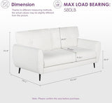 TYBOATLE 61" Loveseat Couches for Living Room, White Faux Leather Couch Mid Century Modern Tufted Mini Sofa Comfy Office 2 Seat Settee Love Seat Small Couches for Small Spaces Bedroom, White TYBOATLE