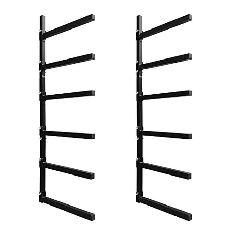 LOCKIETTA 6-Tiered Collapsible Wall Mount Lumber Storage Metal Rack, 6-Level Foldable Heavy Duty Indoor Garage Wood organizer, Outdoor Adjustable Steel Multipurpose Workshop Shelf, Holds up to 600Lbs LOCKIETTA