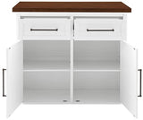 Crosley Furniture Bartlett Kitchen Island with Wood Top, White/Walnut Crosley Furniture