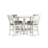 Signature Design by Ashley Erinberg Casual Counter Height Dining Table and 4 Armless Upholstered Bar Stools with Footrest and 2 Shelves, Set of 5, White & Light Gray Signature Design by Ashley