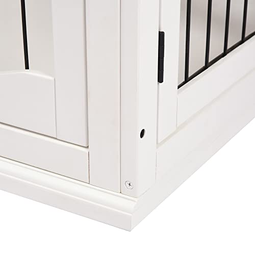 PawHut Dog Crate Furniture, Small Dog Cage End Table with Two Opening Sides, Lockable Door, Puppy Kennel Indoor, Cute and Decorative, Pure White PawHut