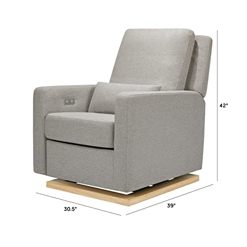 Babyletto Sigi Electronic Power Recliner & Glider with USB Port in Performance Grey Eco-Weave, Water Repellent & Stain Resistant, Greenguard Gold and CertiPUR-US Certified babyletto