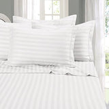 Elegant Comfort Best, Softest, Coziest 6-Piece Sheet Sets! - 1500 Premier Hotel Quality Luxurious Wrinkle Resistant 6-Piece Damask Stripe Bed Sheet Set, King White Elegant Comfort
