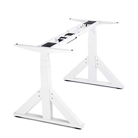 VWINDESK VJ205 Electric Height Adjustable Sitting Standing Desk Frame Sit Stand - Dual Motors 3 Stages Motorized Desk Base Only, White VWINDESK