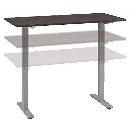 Bush Furniture Cabot 60W x 30D Electric Height Adjustable Standing Desk in Heather Gray