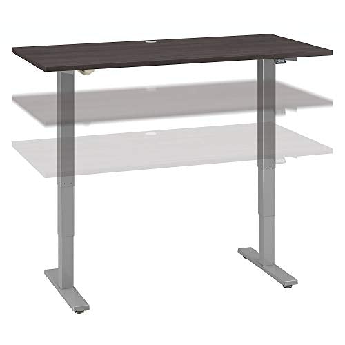 Bush Furniture Cabot 60W x 30D Electric Height Adjustable Standing Desk in Heather Gray - WoodArtSupply