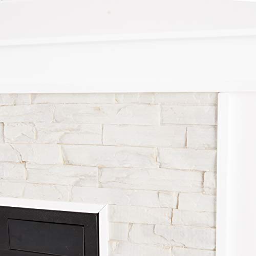 SEI Furniture Canyon Heights Faux Stacked Stone Electric Fireplace, White