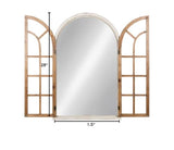 Kate and Laurel Boldmere Large Traditional Wood Windowpane Arch Mirror, 28x44, Rustic Brown and White Kate and Laurel
