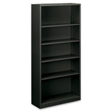 HON Steel Bookcases-5 Shelf Metal Bookcase, 34-1/2"Wx12-5/8 Dx71 H, Charcoal HON