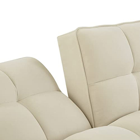 Betoko Convertible Futon Sofa Bed Sleeper Twin Size, Modern Reclining Linen Split Back Sofa Couch with Pillow Top Arm for Compact Living Room,Apartment (Beige) Betoko