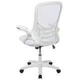 Flash Furniture Porter High-Back Swivel Office Chair with Adjustable Lumbar Support and Height, Ergonomic Mesh Desk Chair with Flip-Up Armrests, White Flash Furniture