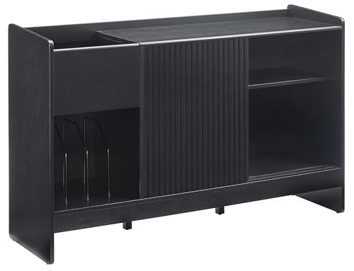 Crosley Furniture Arden Mid Century Record Storage Console Turntable Stand, Vinyl Storage Up to 315 Records, Black Crosley Furniture