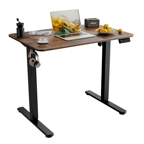 ERGOMAKER 35" Electric Standing Desk, Adjustable Height, Sit Stand Up Desk for Home Office & Computer Workstations, Memory Controller, Rustic Brown ERGOMAKER