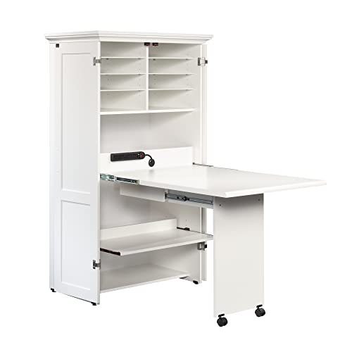 Sauder Miscellaneous Storage Craft & Sewing Armoire, L: 35.11" x W: 21.81" x H: 61.58", Glacier White finish Sauder