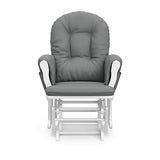 Storkcraft Premium Hoop Glider and Ottoman (White Base, Gray Cushion) – Padded Cushions with Storage Pocket, Smooth Rocking Motion, Easy to Assemble, Solid Hardwood Base Storkcraft