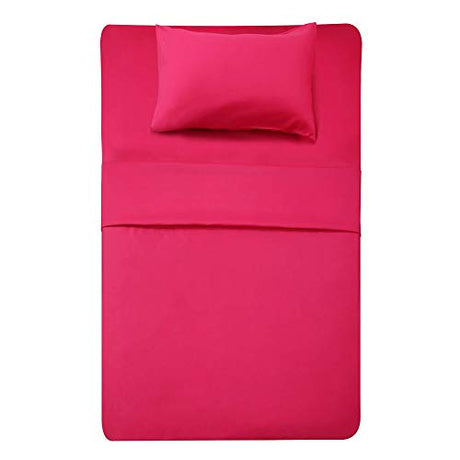 Best Season 3 Piece Bed Sheet Set (Twin,Hot Pink) 1 Flat Sheet,1 Fitted Sheet and 1 Pillow Cases,100% Super Soft Brushed Microfiber 1800 Luxury Bedding,Deep Pockets &Wrinkle,Fade Resistant Best Season