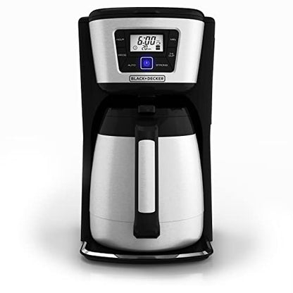 BLACK+DECKER 12-Cup Thermal Coffee Maker, Keep Coffee Hot with Insulated Stainless Steel Carafe, Digital Controls, Easy to Clean.