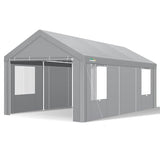 COBIZI Carport Canopy 12x20 Heavy Duty Portable Garage with Removable Sidewalls & Doors, Car Port Canopy Tent with Built-in Sandbags & All-Season Tarp for Car Boat Truck, Gray COBIZI