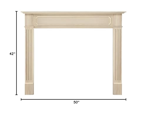 Pearl Mantels ARYB50111 Easy Slim Profiled Transitional Styled Wood Mantel Surround, 50" W x 42" H, Unfinished